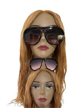 Jessica Simpson Black Frame Sunglasses with Gradient Pink-Gray Lenses